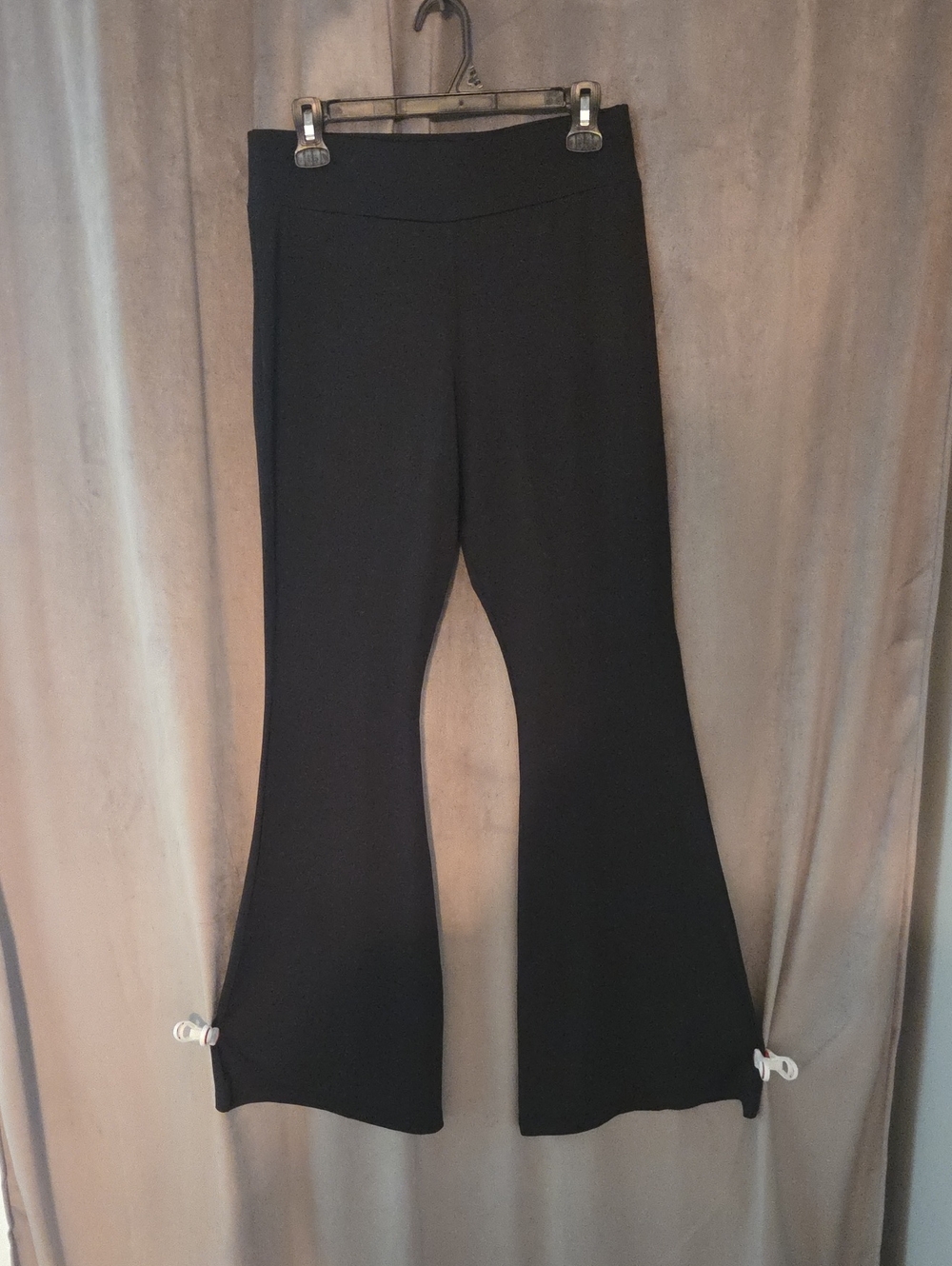 Black Boot-Cut Flare Pants with Hem Tie Detail